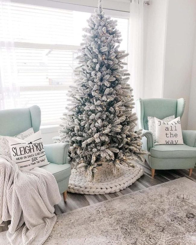 Light Blue Armchairs, Frosted Evergreens
