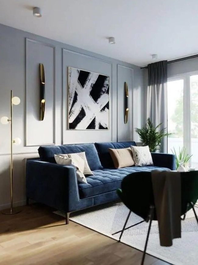 Deep Blue Sofa Steals The Show