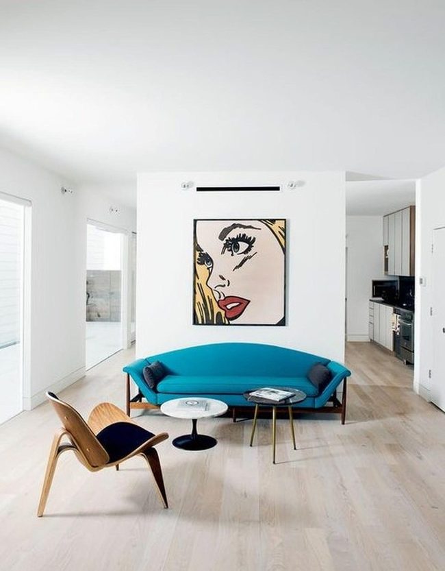 Bold Blue Sofas Pop Art Living