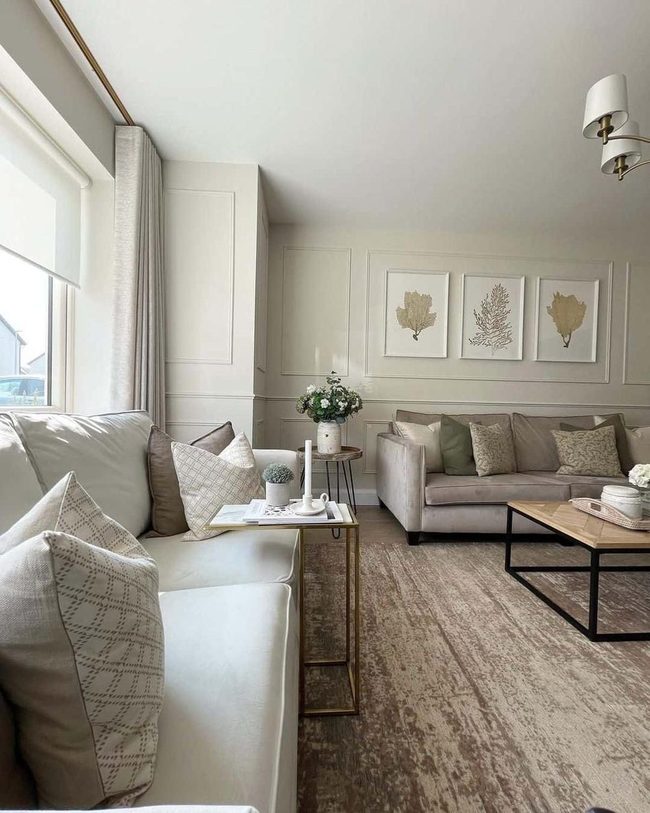 Taupe Velvet And Black Iron Living