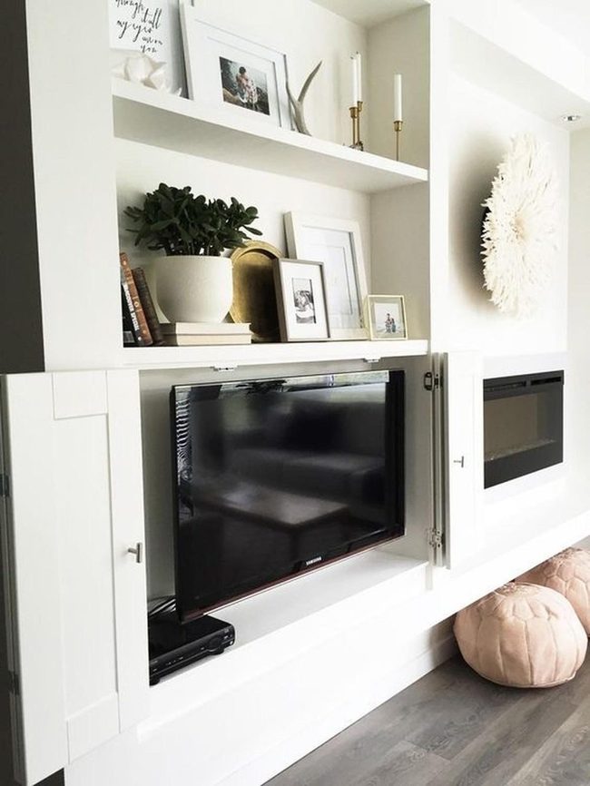 Natural Wood Wall Above Fireplace