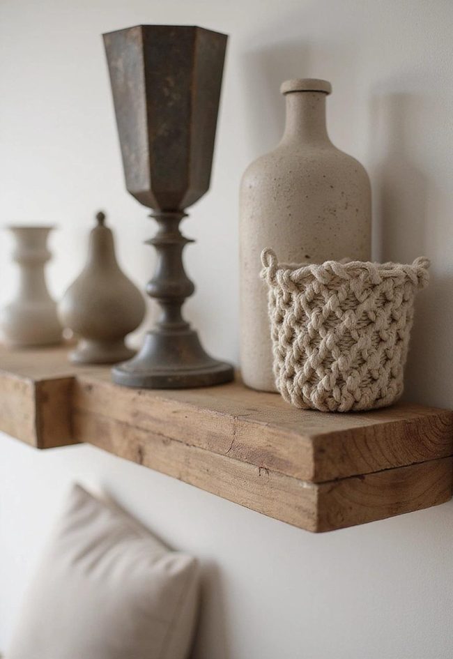 Oak Brass Glass Shelf Depth