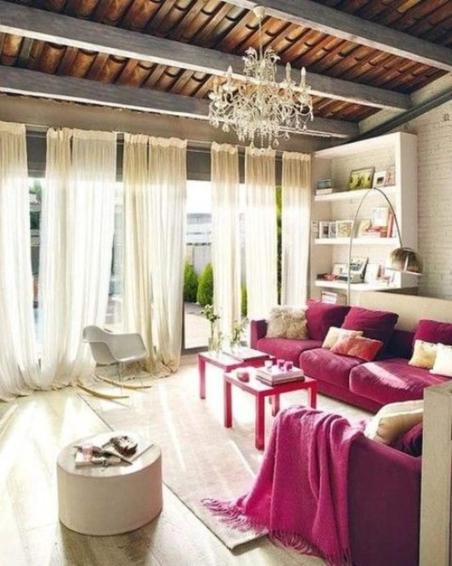 Pink Velvet Sofa Steals The Scene