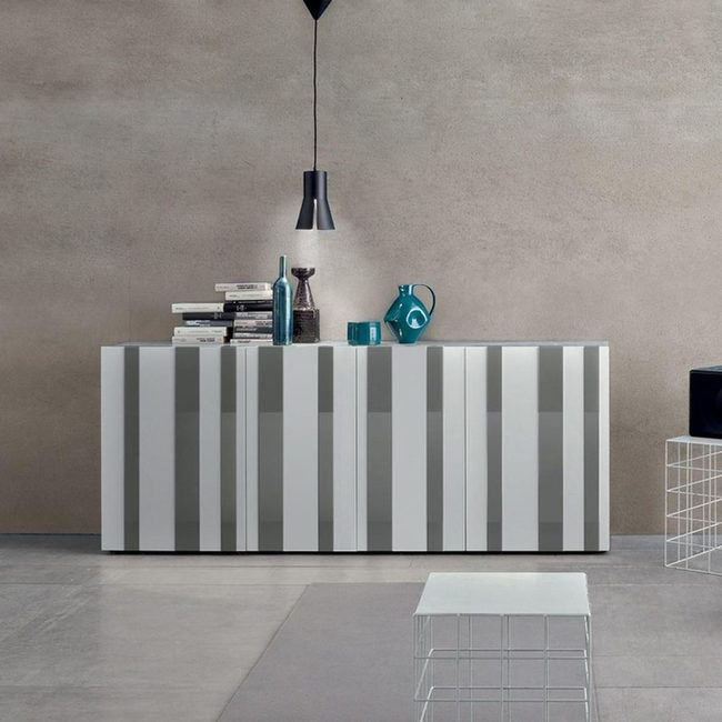 Gray Striped Cabinet Modern Minimalist
