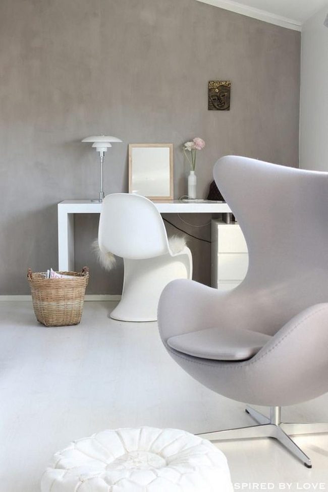 Curved Gray Chair With Minimal White Details