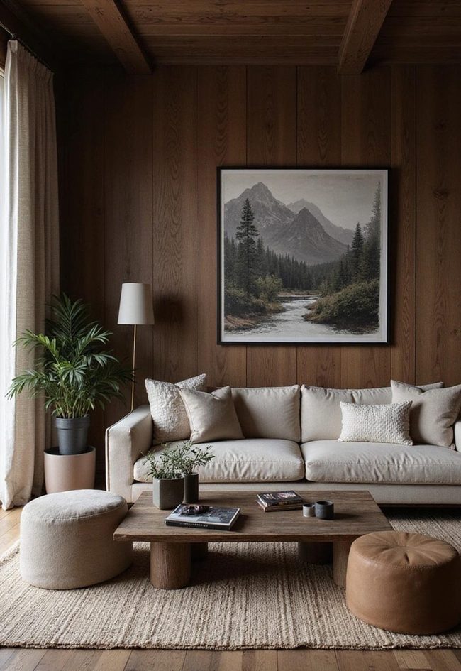Dark Hardwood Furniture Meets Illumination Accents