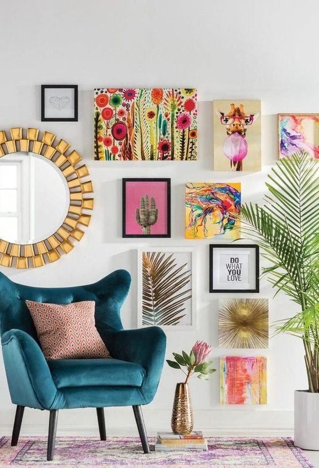 Blue Chairs With Golden Mirrors