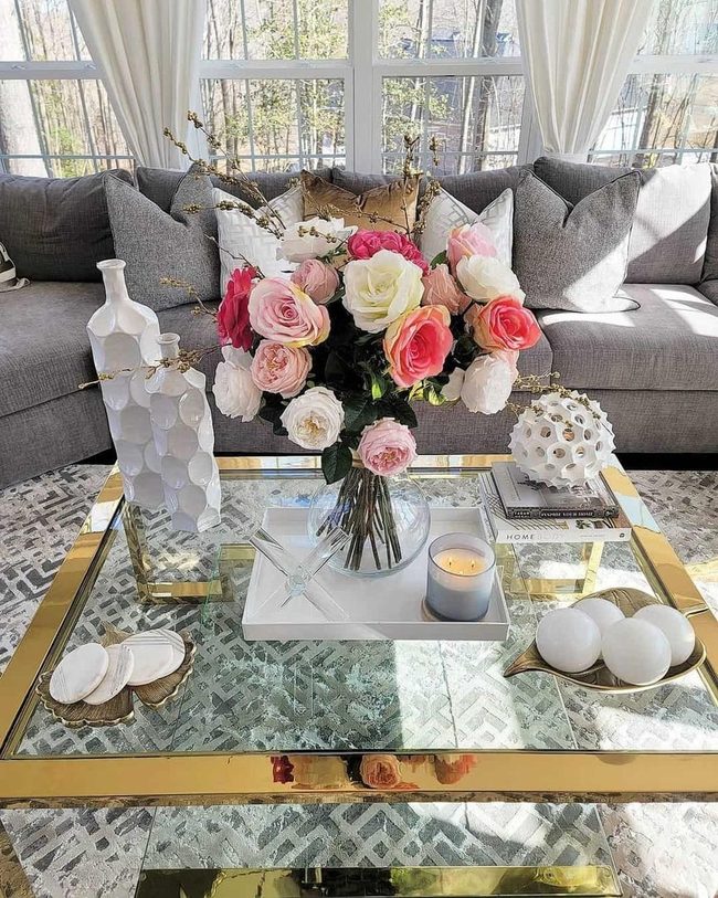 Fresh Roses Gold Glass Sophistication