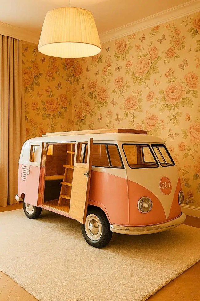Pink Vw Bus Shaped Bed