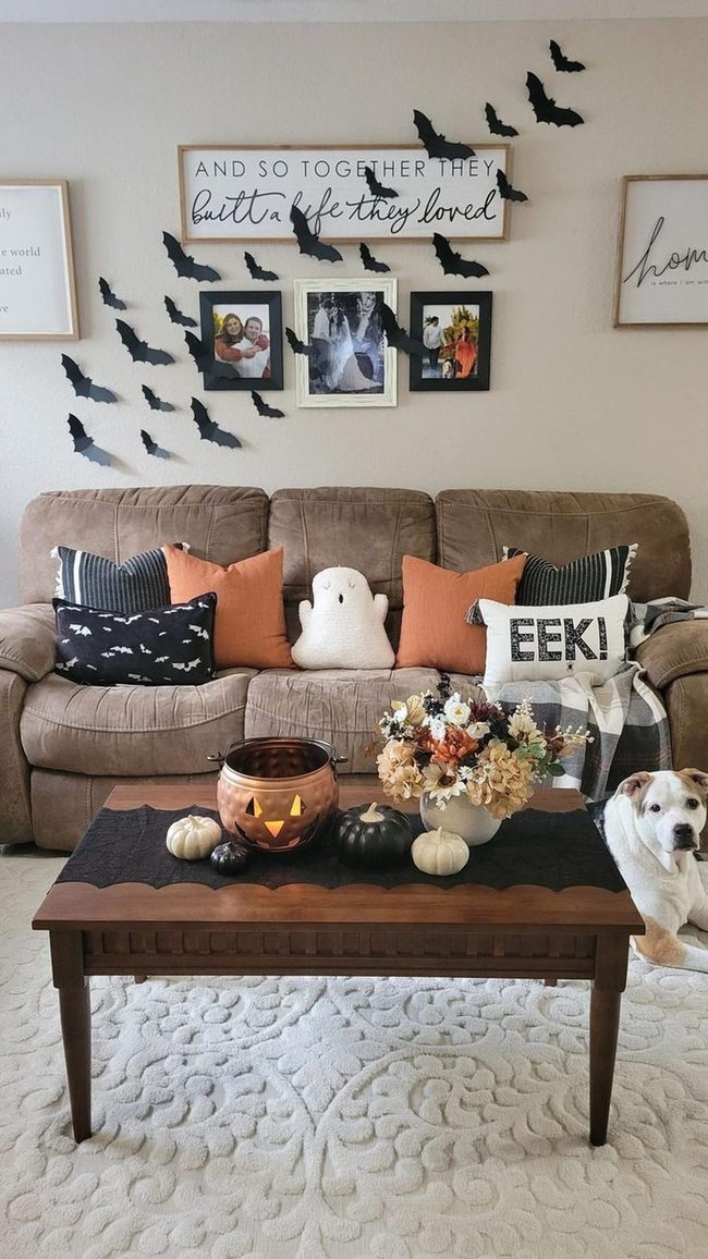 Brown Couch Orange Black Halloween