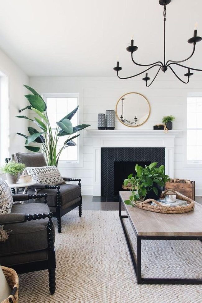Sunlit White Space With Dark Accents