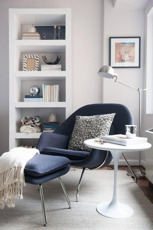 Dark Blue Corner Reading Nook