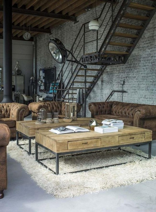 Exposed Brick Meets Brown Leather