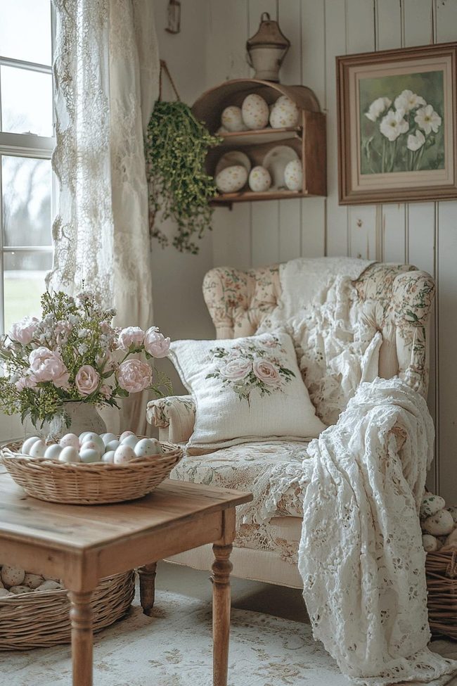 Wicker And Floral Easter Cottage