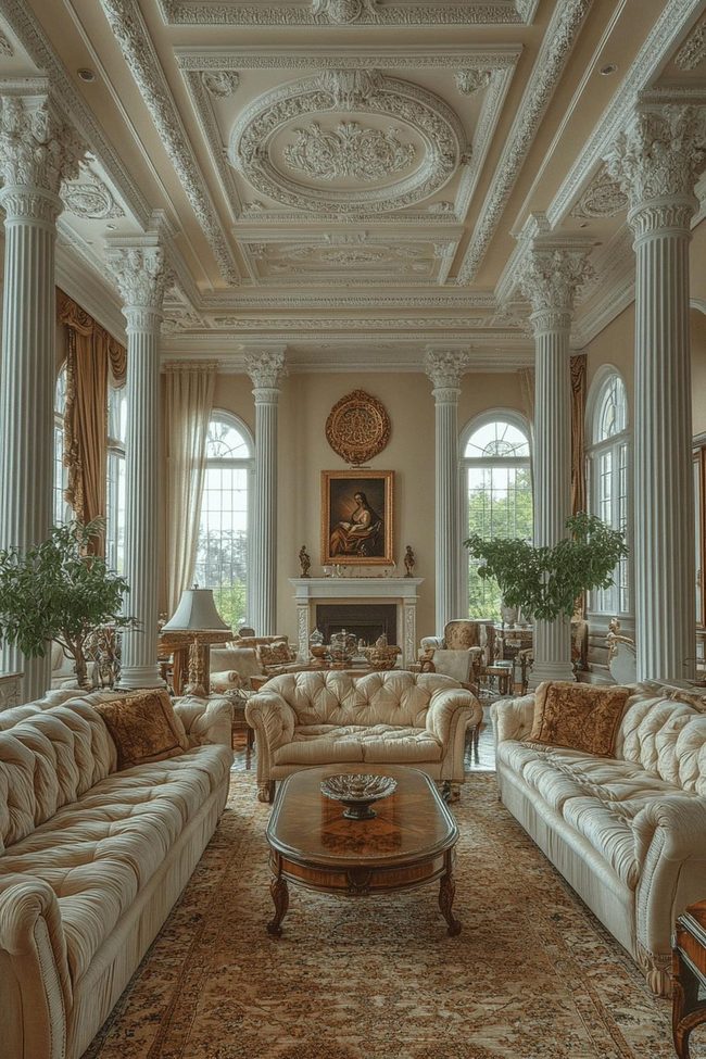 Classical Gold Columns Sitting Room