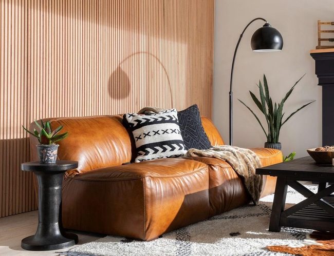 Tan Leather And Natural Wood