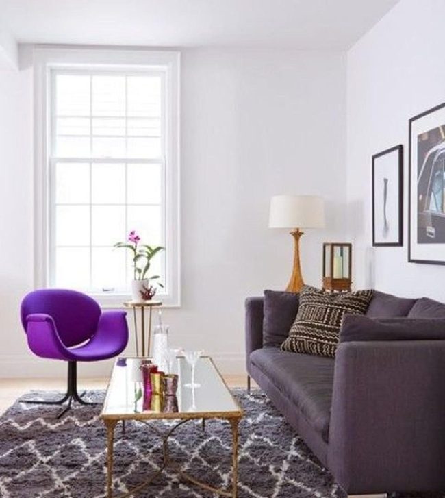 Purple Chair With Living Green Plants