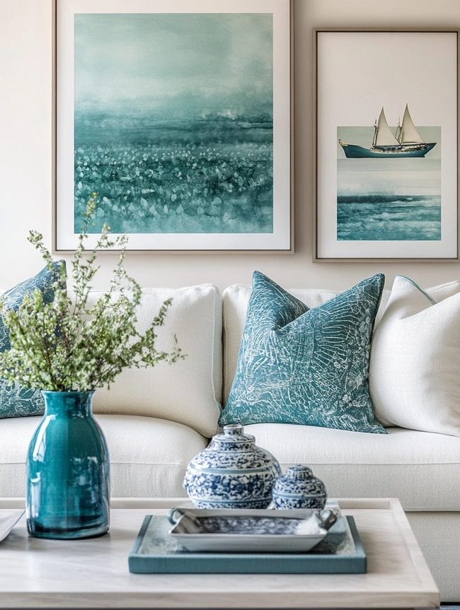Soft Blue Green Accent Pieces