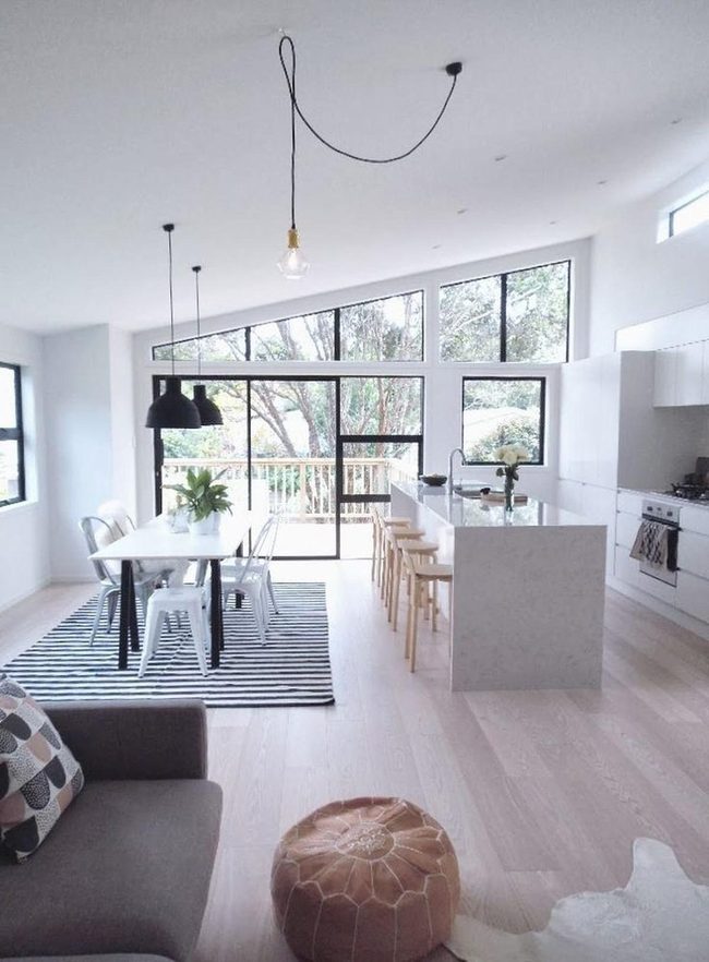 Black Metal Accents Light Wood Kitchen