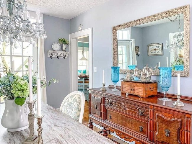 Soft Blue Coastal Elegance Hutch