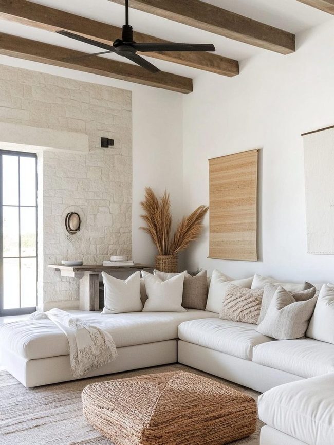 Layered Neutrals with Sculptural Seating