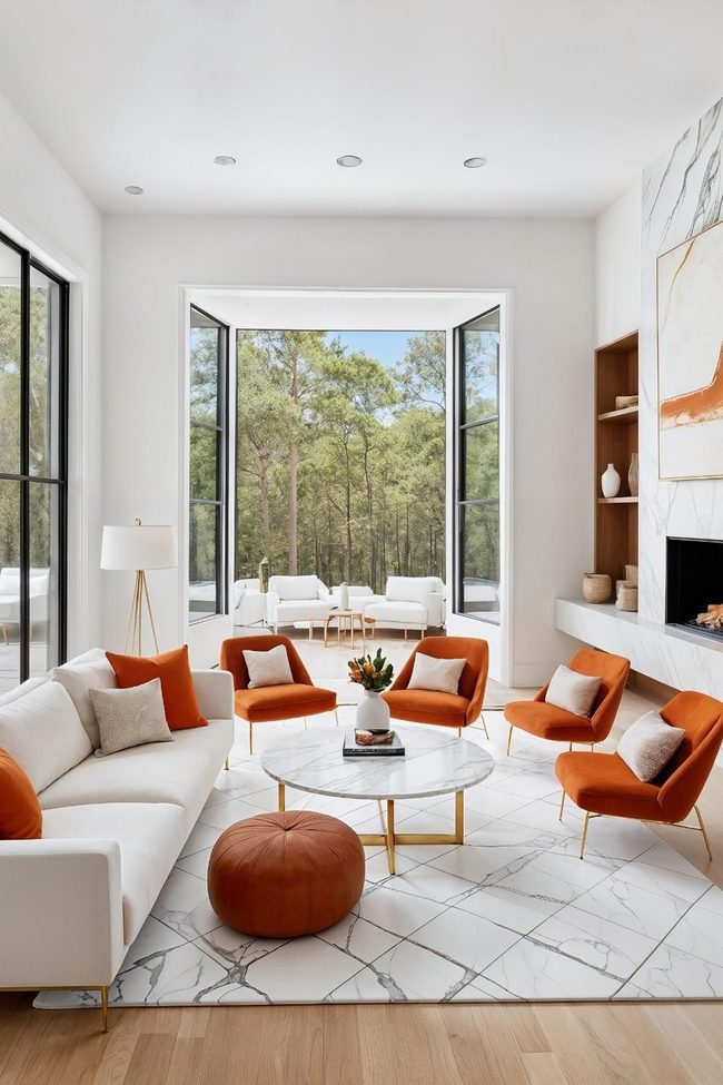 Burnt Orange And White Modern Contrast