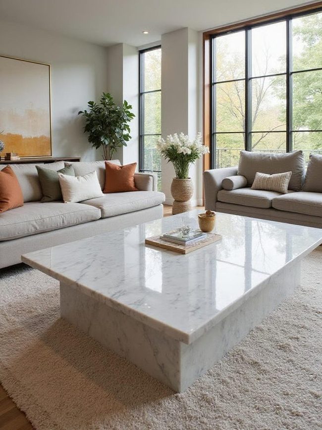 White Veined Marble Coffee Statement