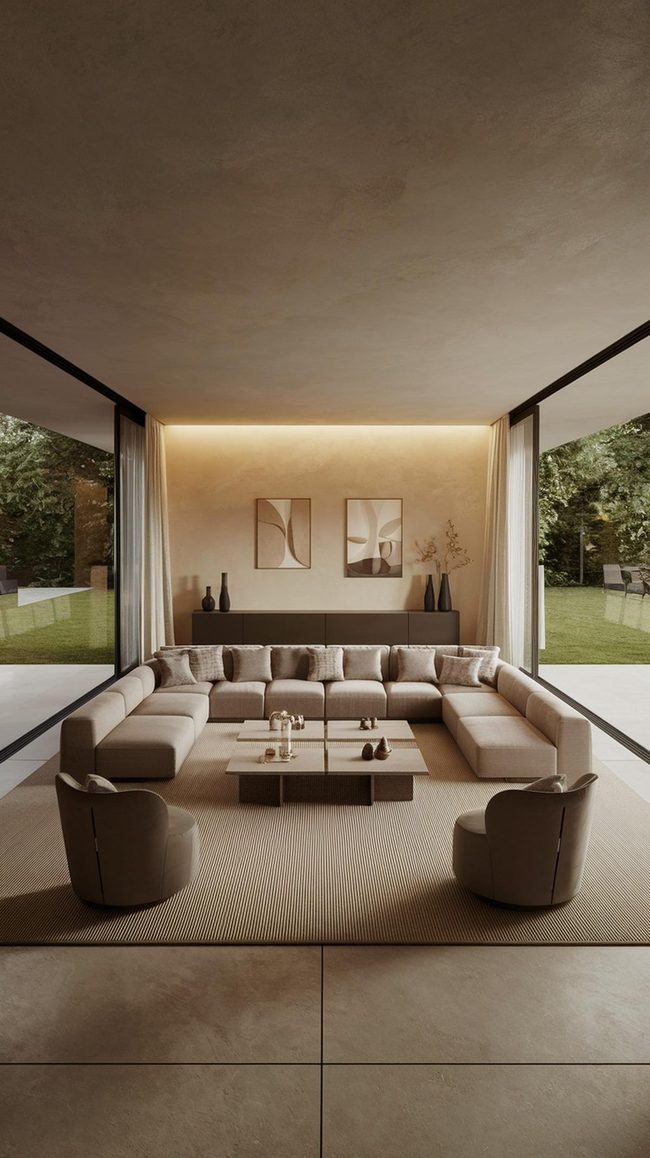 Balanced Furniture Zones Rectangle Room