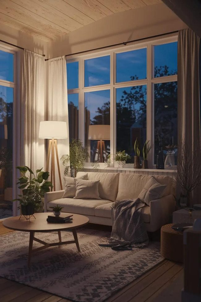 Exposed Wooden Beams With Beige Comfort