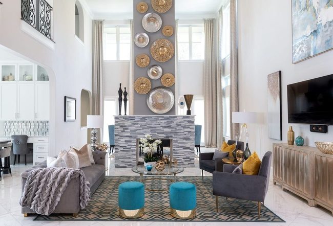 Fireplace Divides Open Spaces