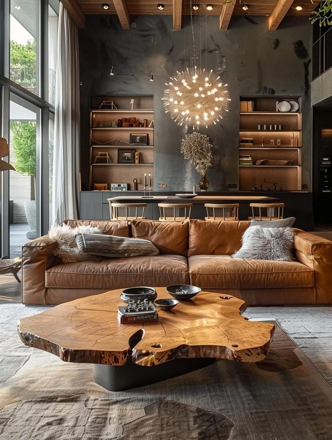 Leather Sofa Room Centerpiece