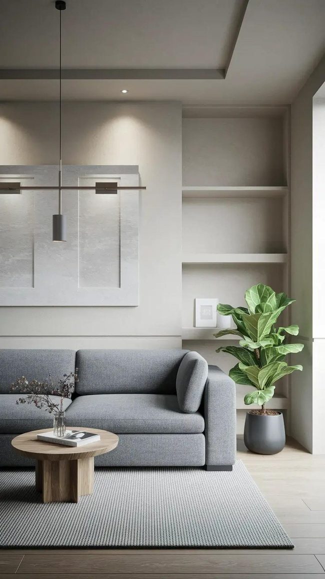 Gray Sofa, Clean Lines Living