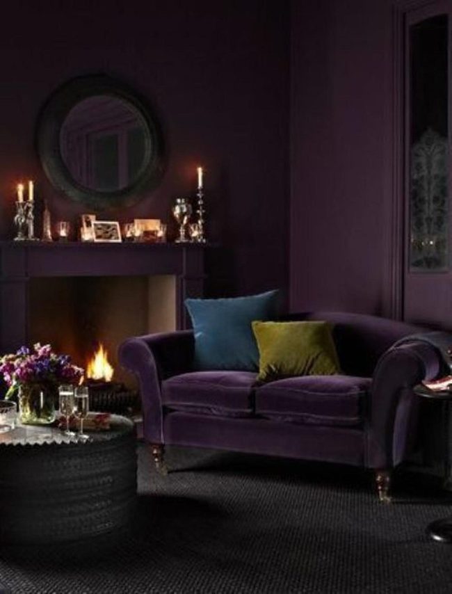 Purple Velvet Room With Candlelit Warmth