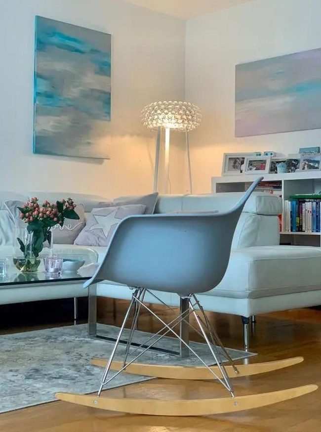 Blue White Wood Rocking Comfort