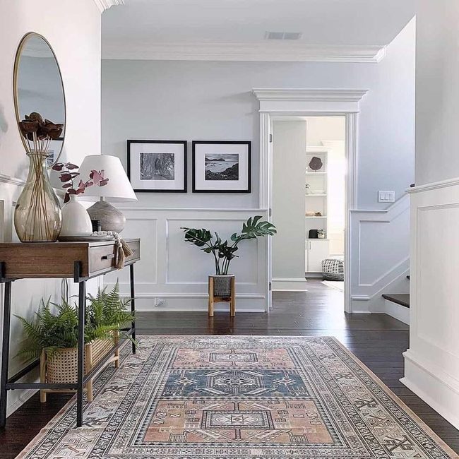 Light Blue Foyer With Gold Accents