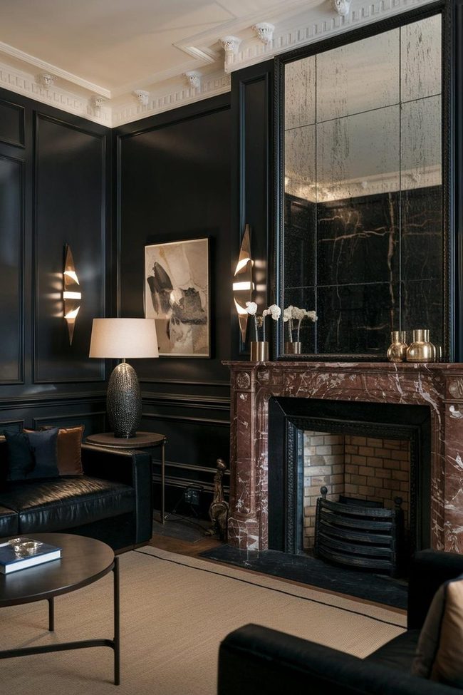 Black Marble Fireplace Luxury