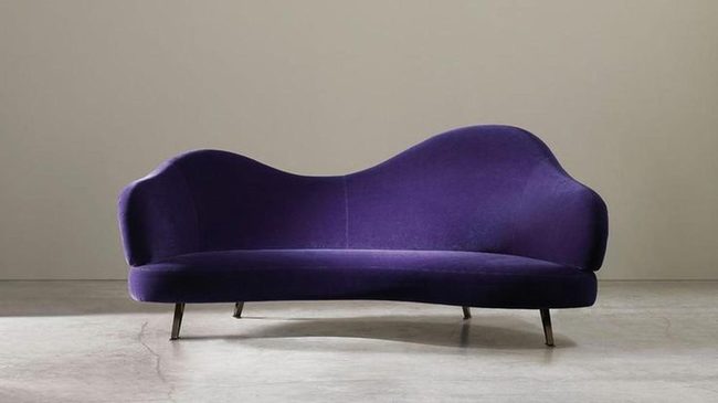 Purple Curved Sofa Statement Piece