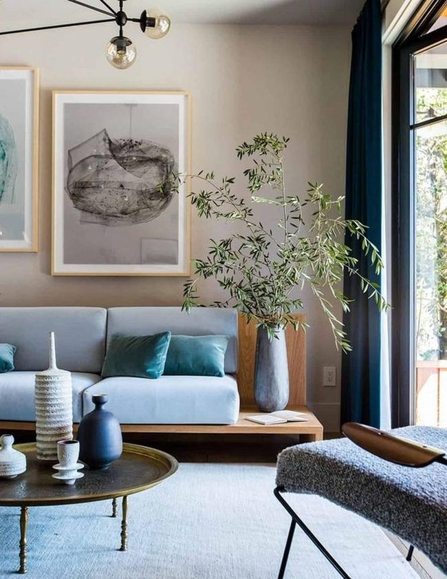 Dark Curtains With Teal Accents
