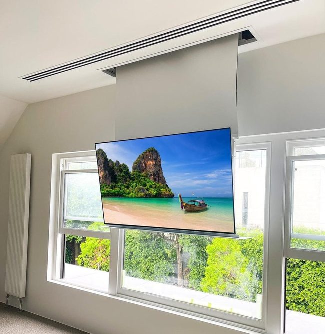 Ceiling-Mounted Tv Disappears Effortlessly