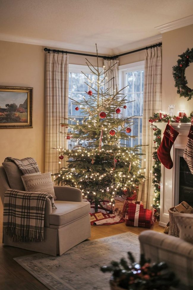 Red and White Christmas Living Room