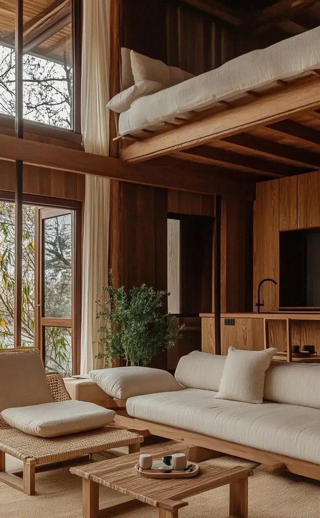 Living Plants in Walnut Containers