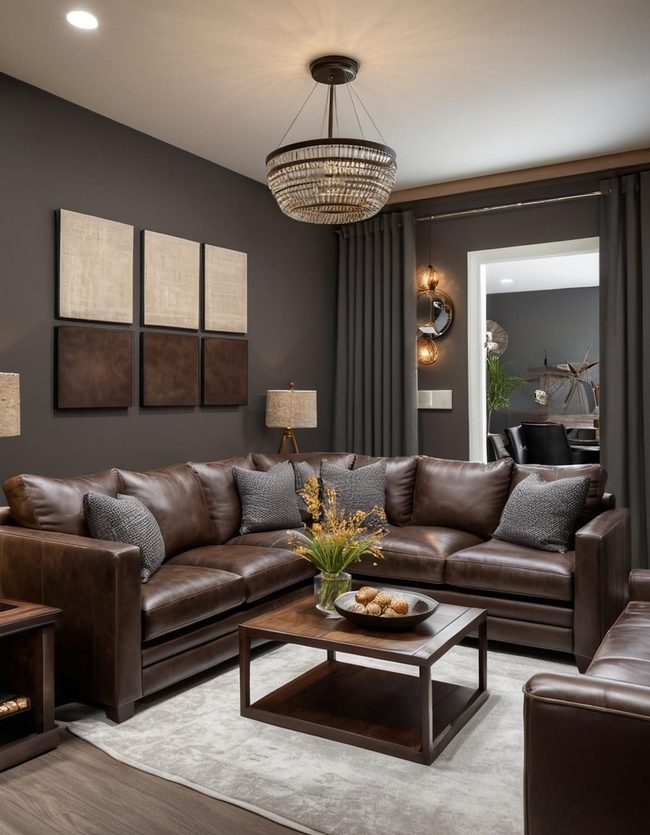 Gray Walls, Chocolate Brown Sophistication