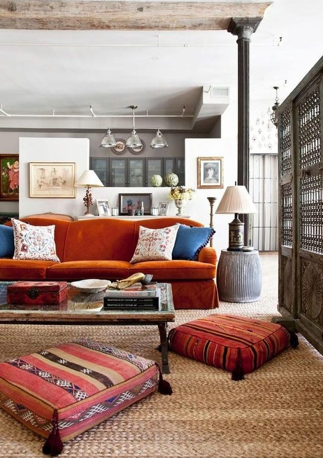 Deep Orange Statement Couch
