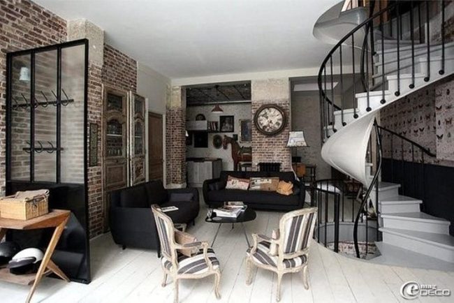 Spiral Staircase Anchors Eclectic Living