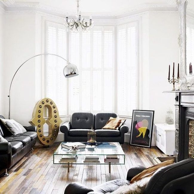 Dark Leather Sofas Meet Minimalist Whites