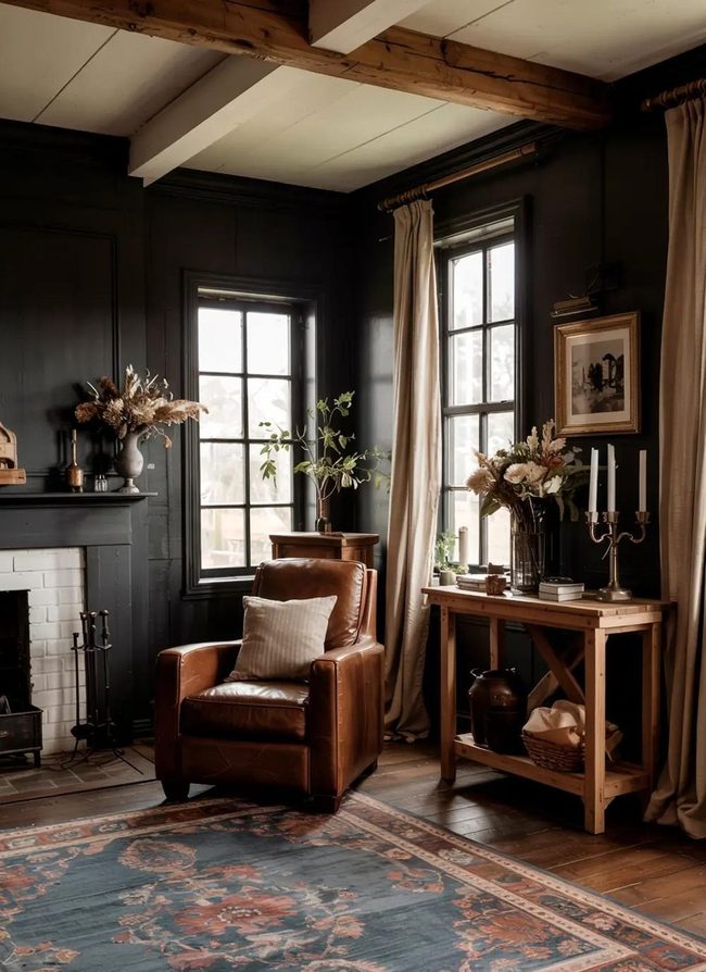 Chocolate Wood Beams Farmhouse