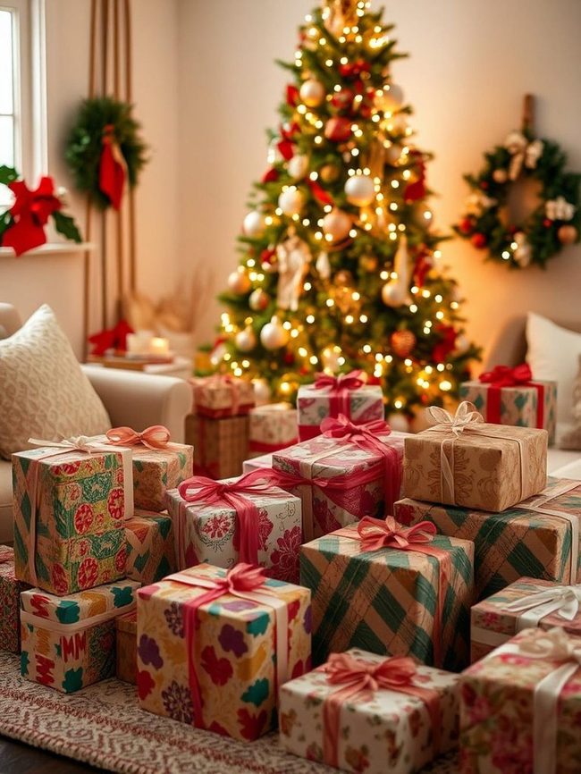Colorful Wrapped Gifts Display