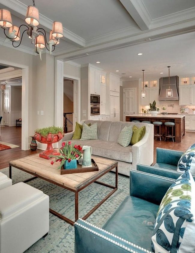 Blue Nailhead Chairs Define Open Living