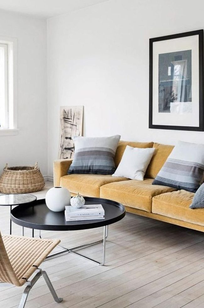 Mustard Sofa Breaks White Simplicity