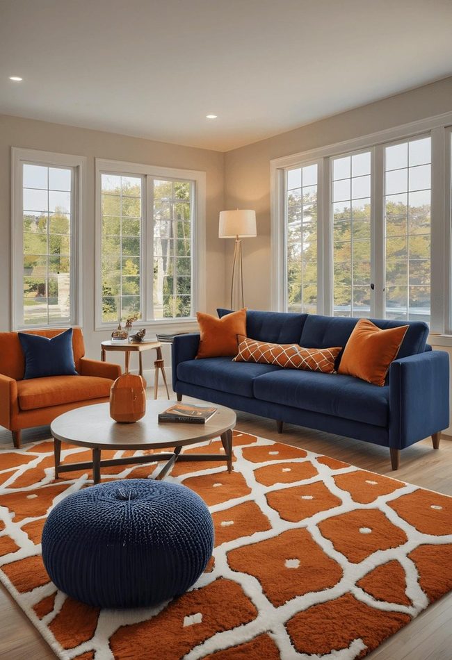 Burnt Orange Meets Cool Navy Blue